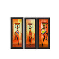 Set Of 3 Tribal Ladies Satin Matt Texture UV Art Painting Kafalo
