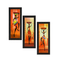 Set Of 3 Tribal Ladies Satin Matt Texture UV Art Painting Kafalo