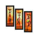 Set Of 3 Tribal Ladies Satin Matt Texture UV Art Painting Kafalo