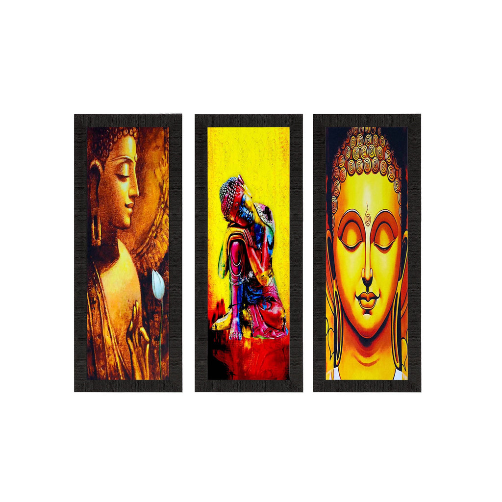 Set Of 3 Lord Buddha Satin Matt Texture UV Art Painting Kafalo
