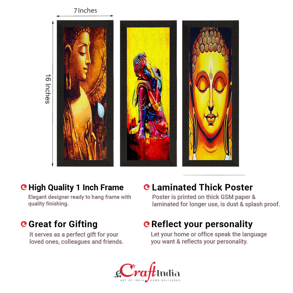 Set Of 3 Lord Buddha Satin Matt Texture UV Art Painting Kafalo