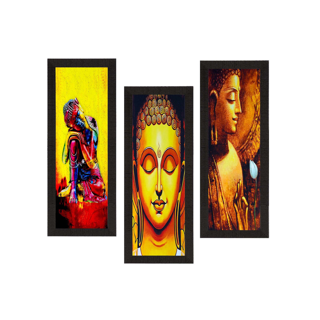 Set Of 3 Lord Buddha Satin Matt Texture UV Art Painting Kafalo