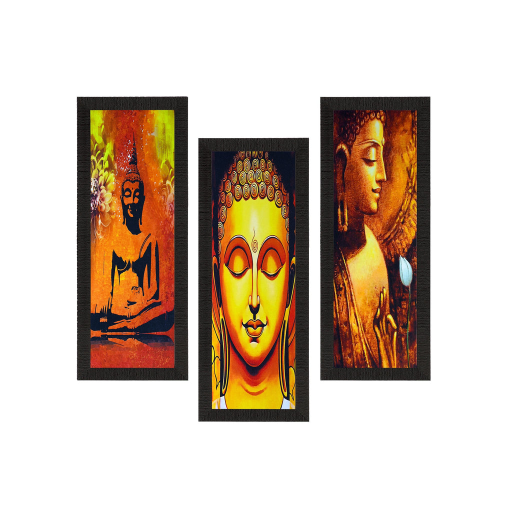 Set Of 3 Lord Buddha Satin Matt Texture UV Art Painting Kafalo