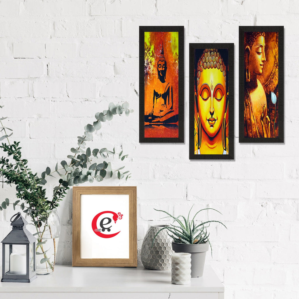 Set Of 3 Lord Buddha Satin Matt Texture UV Art Painting Kafalo