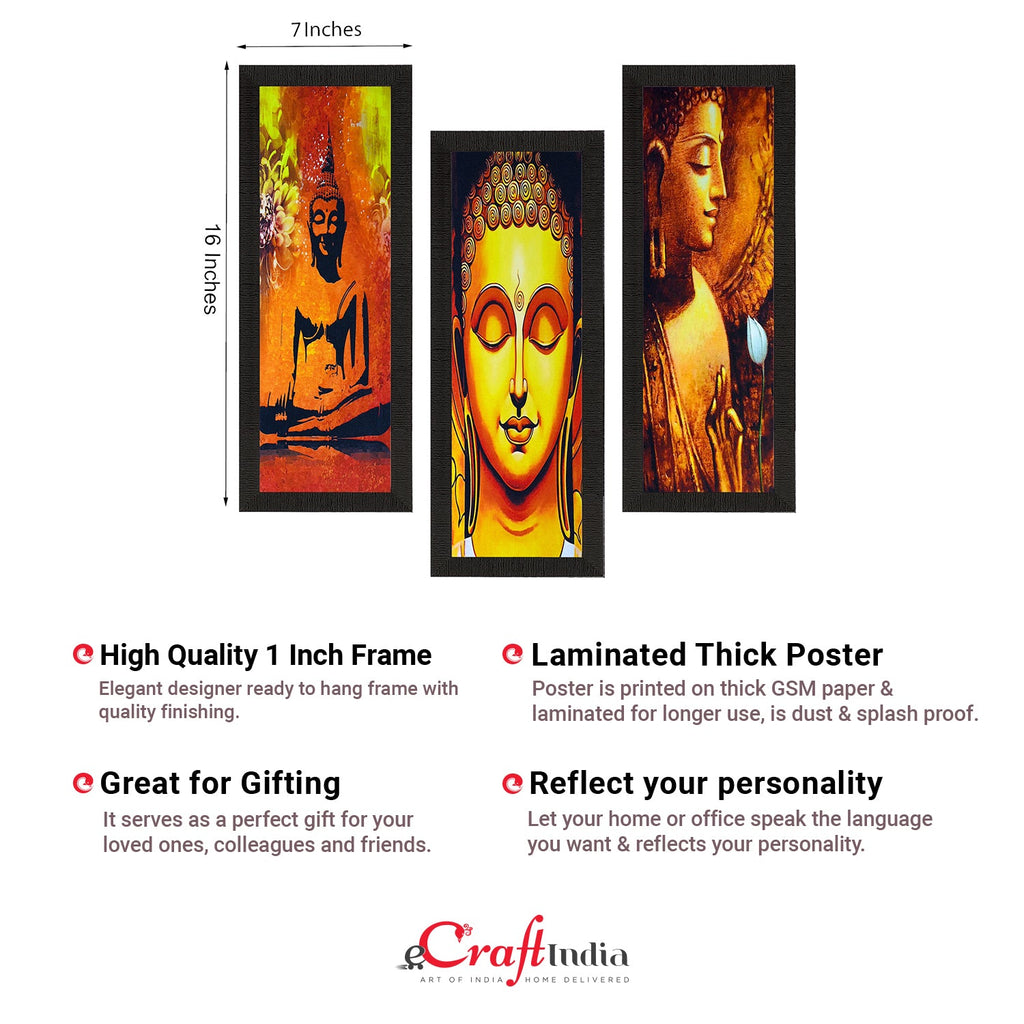 Set Of 3 Lord Buddha Satin Matt Texture UV Art Painting Kafalo