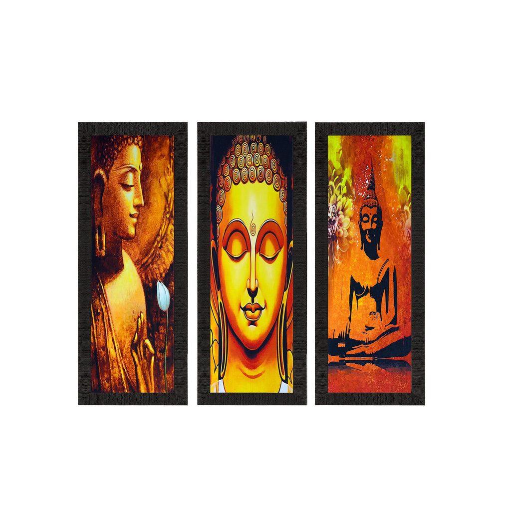 Set Of 3 Lord Buddha Satin Matt Texture UV Art Painting Kafalo