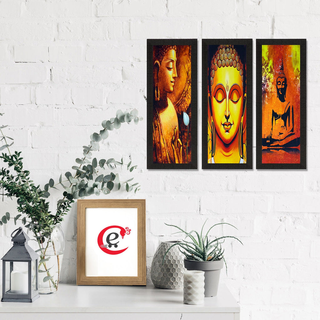 Set Of 3 Lord Buddha Satin Matt Texture UV Art Painting Kafalo