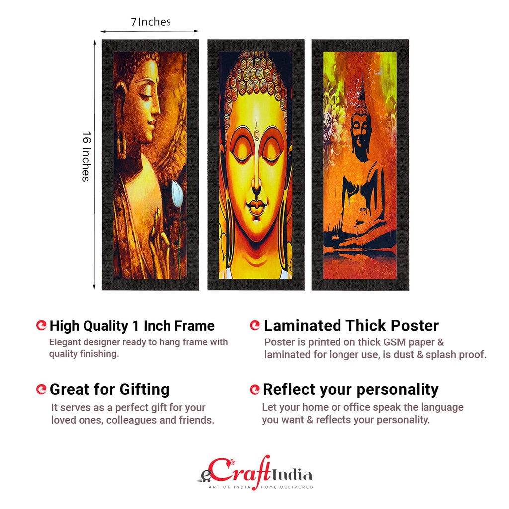 Set Of 3 Lord Buddha Satin Matt Texture UV Art Painting Kafalo