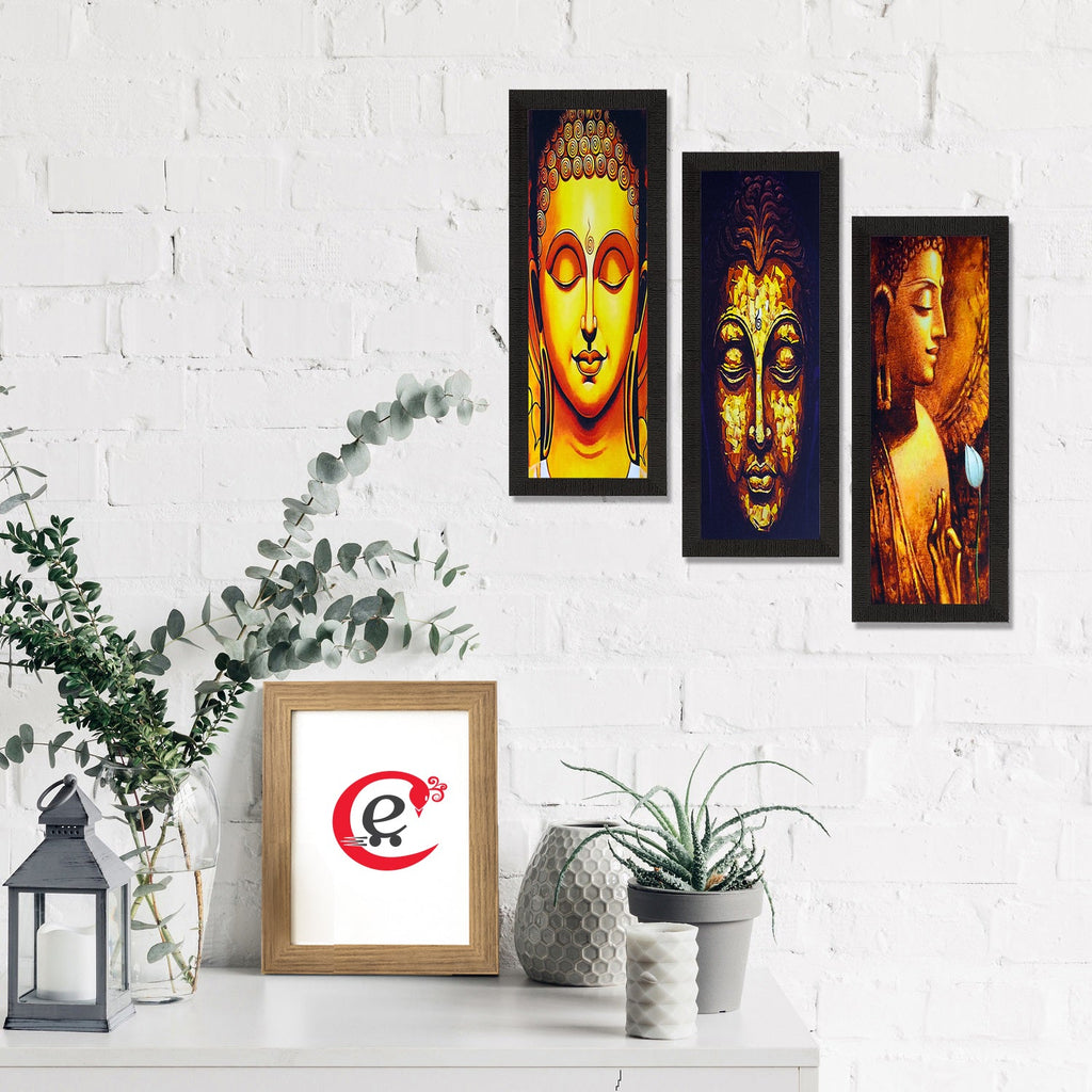Set Of 3 Lord Buddha Satin Matt Texture UV Art Painting Kafalo