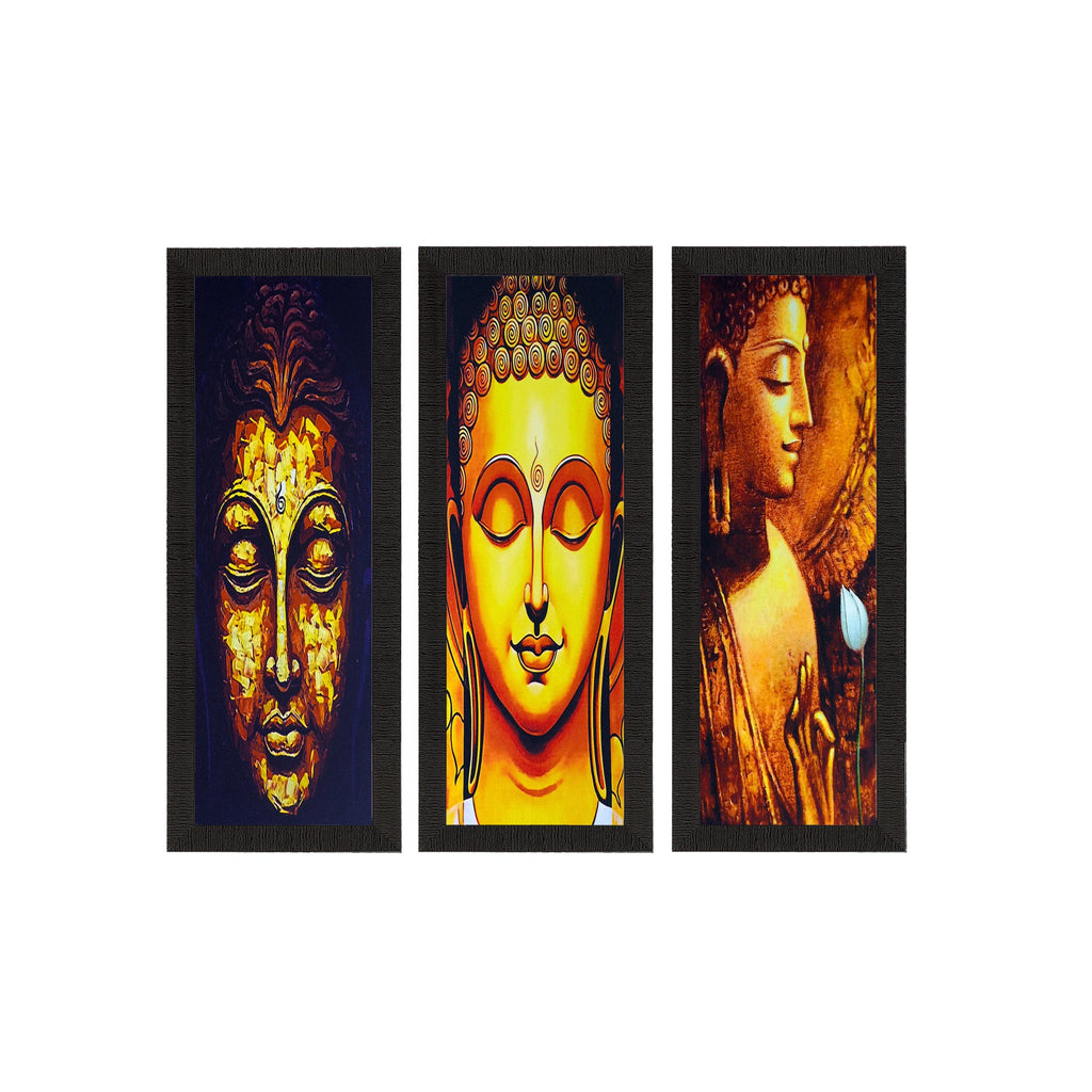 Set Of 3 Lord Buddha Satin Matt Texture UV Art Painting Kafalo