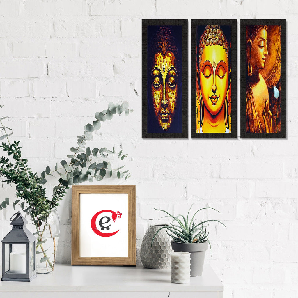 Set Of 3 Lord Buddha Satin Matt Texture UV Art Painting Kafalo