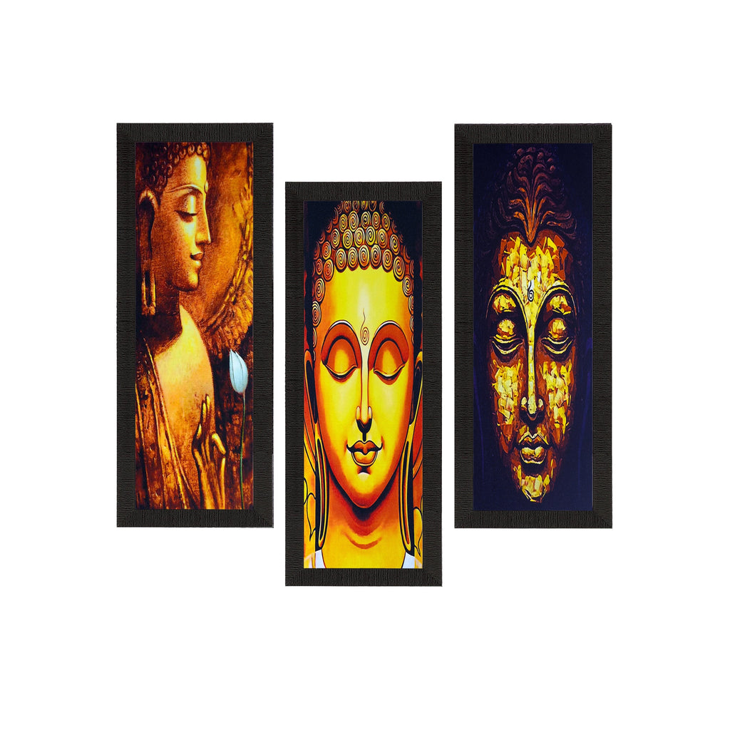 Set Of 3 Lord Buddha Satin Matt Texture UV Art Painting Kafalo