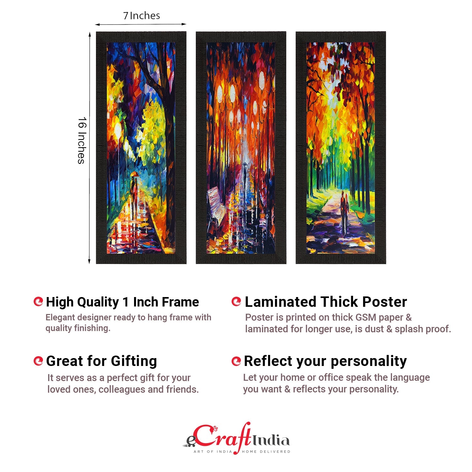 Set Of 3 Beautiful Loving Couple Satin Matt Texture UV Art Painting Kafalo
