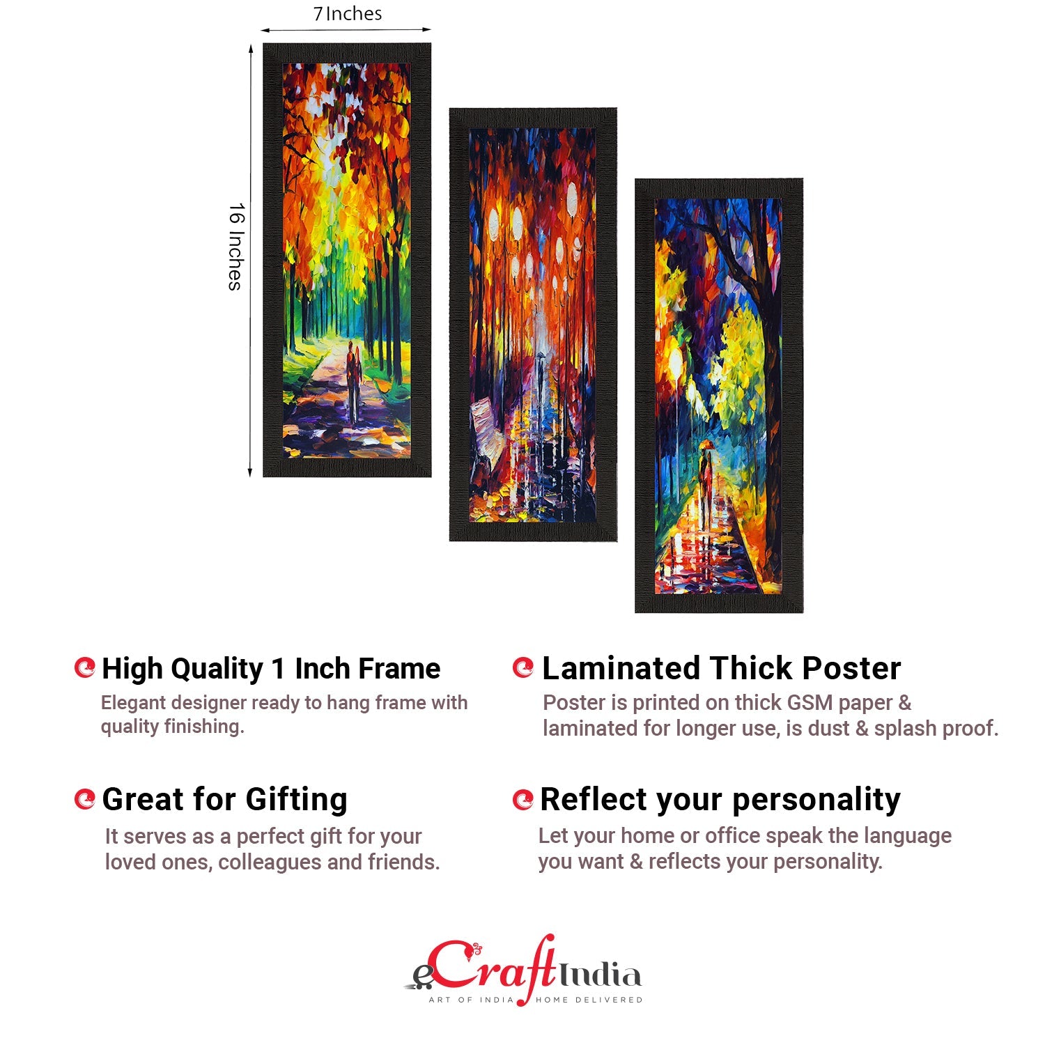 Set Of 3 Beautiful Loving Couple Satin Matt Texture UV Art Painting Kafalo