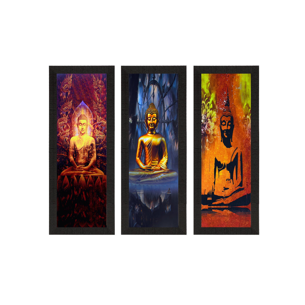 Set Of 3 Meditating Buddha Satin Matt Texture UV Art Painting Kafalo