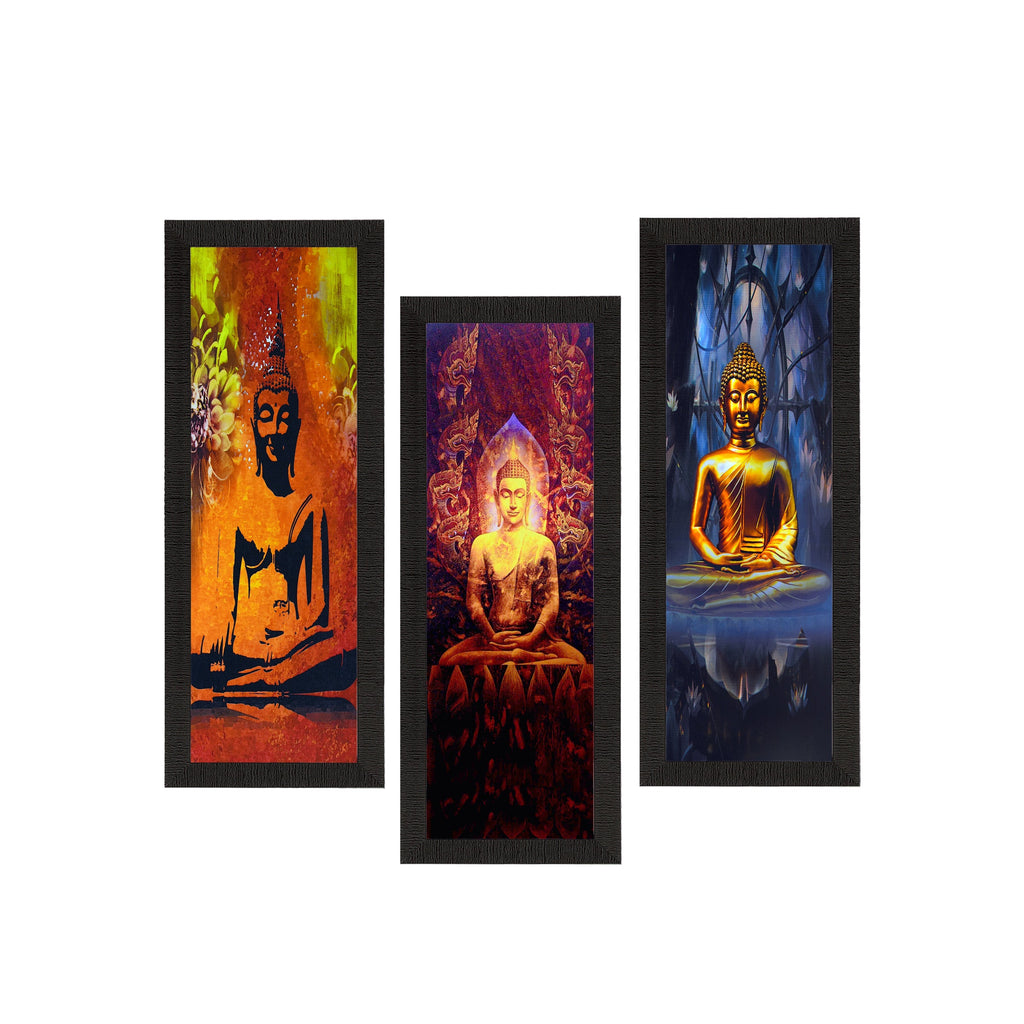 Set Of 3 Meditating Buddha Satin Matt Texture UV Art Painting Kafalo