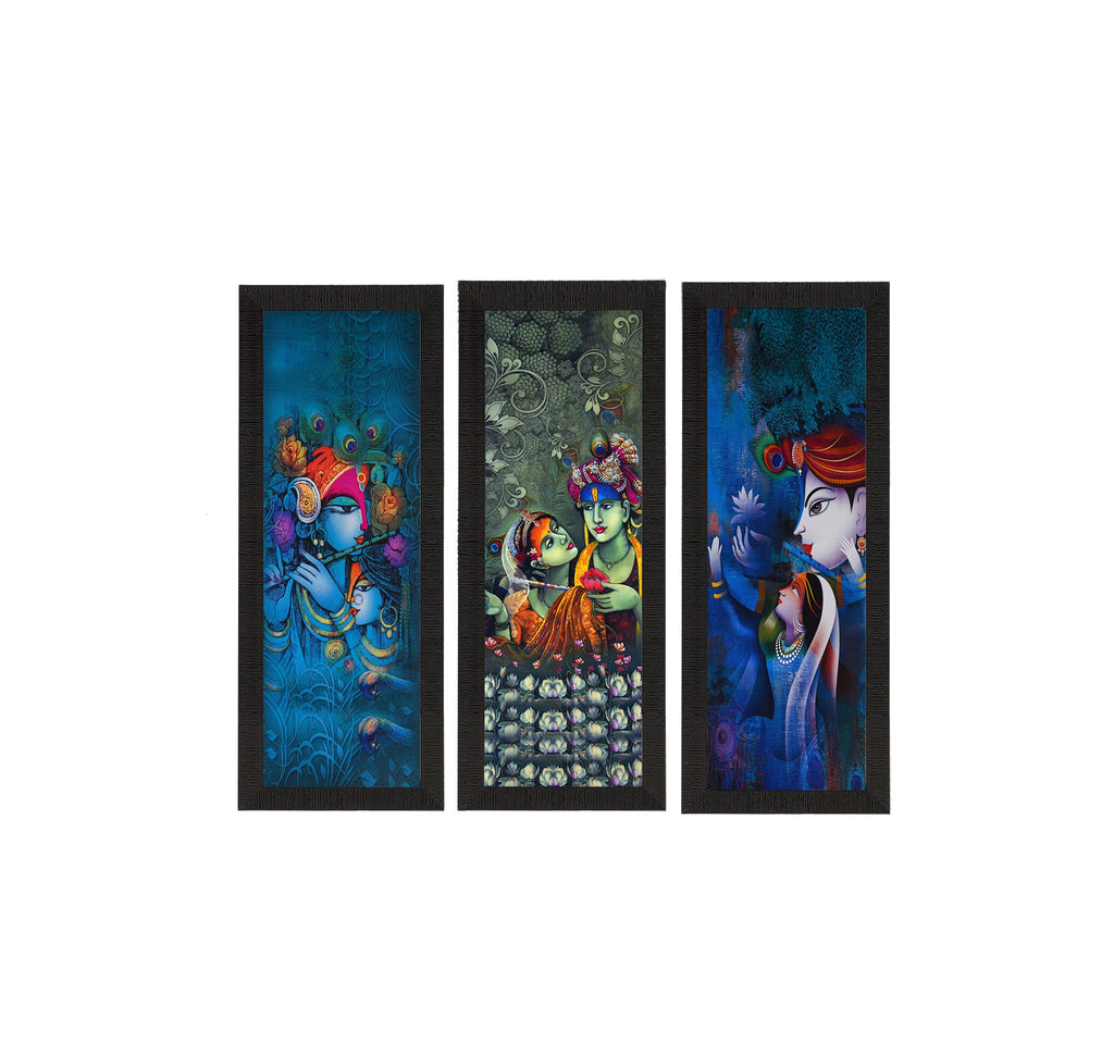 Set Of 3 Radha Krishna Satin Matt Texture UV Art Painting Kafalo