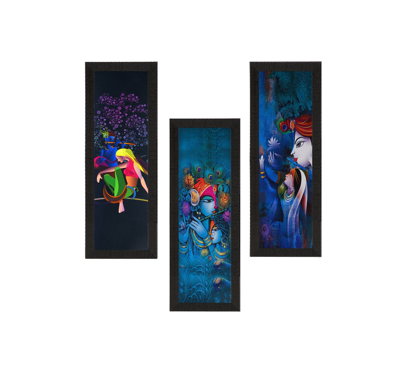 Set Of 3 Radha Krishna Satin Matt Texture UV Art Painting Kafalo