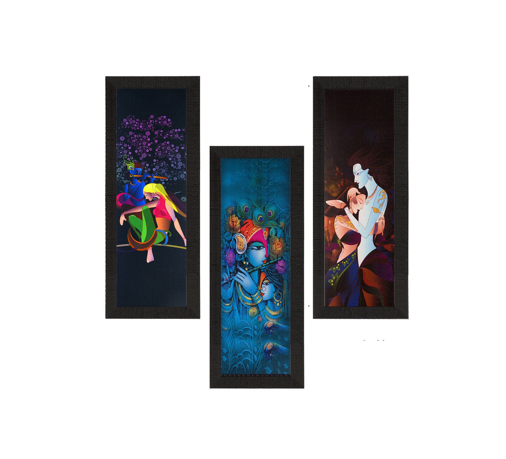 Set Of 3 Radha Krishna Satin Matt Texture UV Art Painting Kafalo