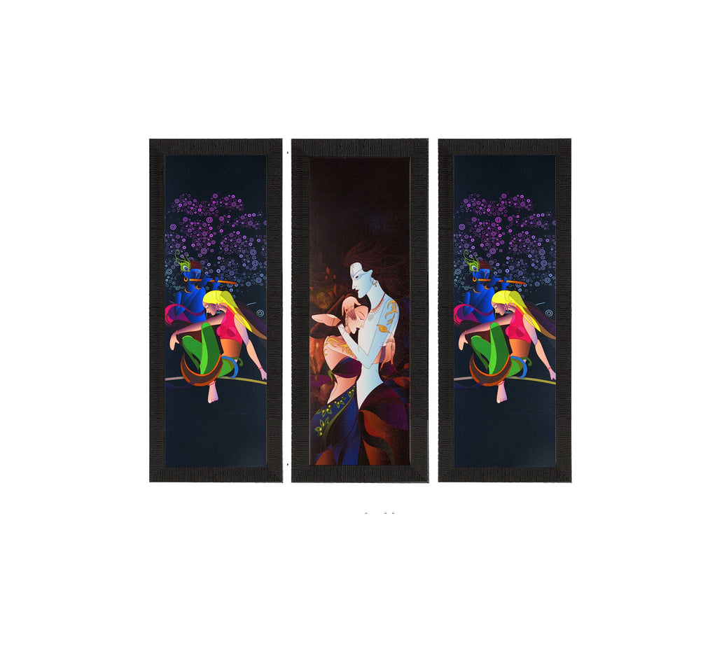 Set Of 3 Radha Krishna Satin Matt Texture UV Art Painting Kafalo