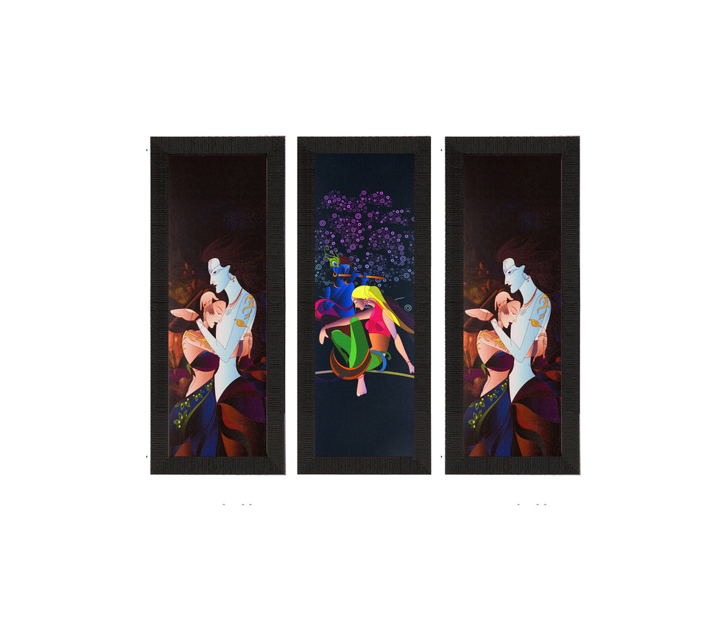 Set Of 3 Radha Krishna Satin Matt Texture UV Art Painting Kafalo