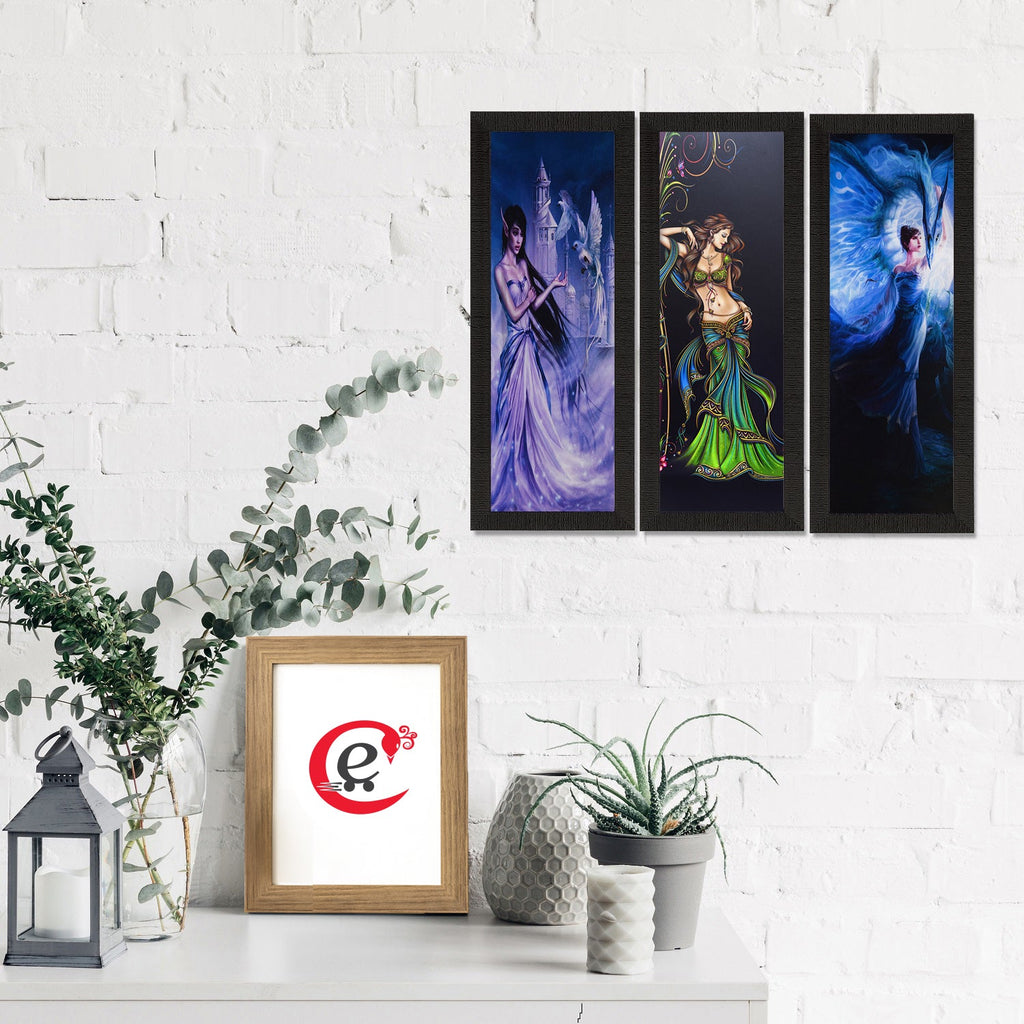 Set Of 3 Beautiful Angels Satin Matt Texture UV Art Painting Kafalo
