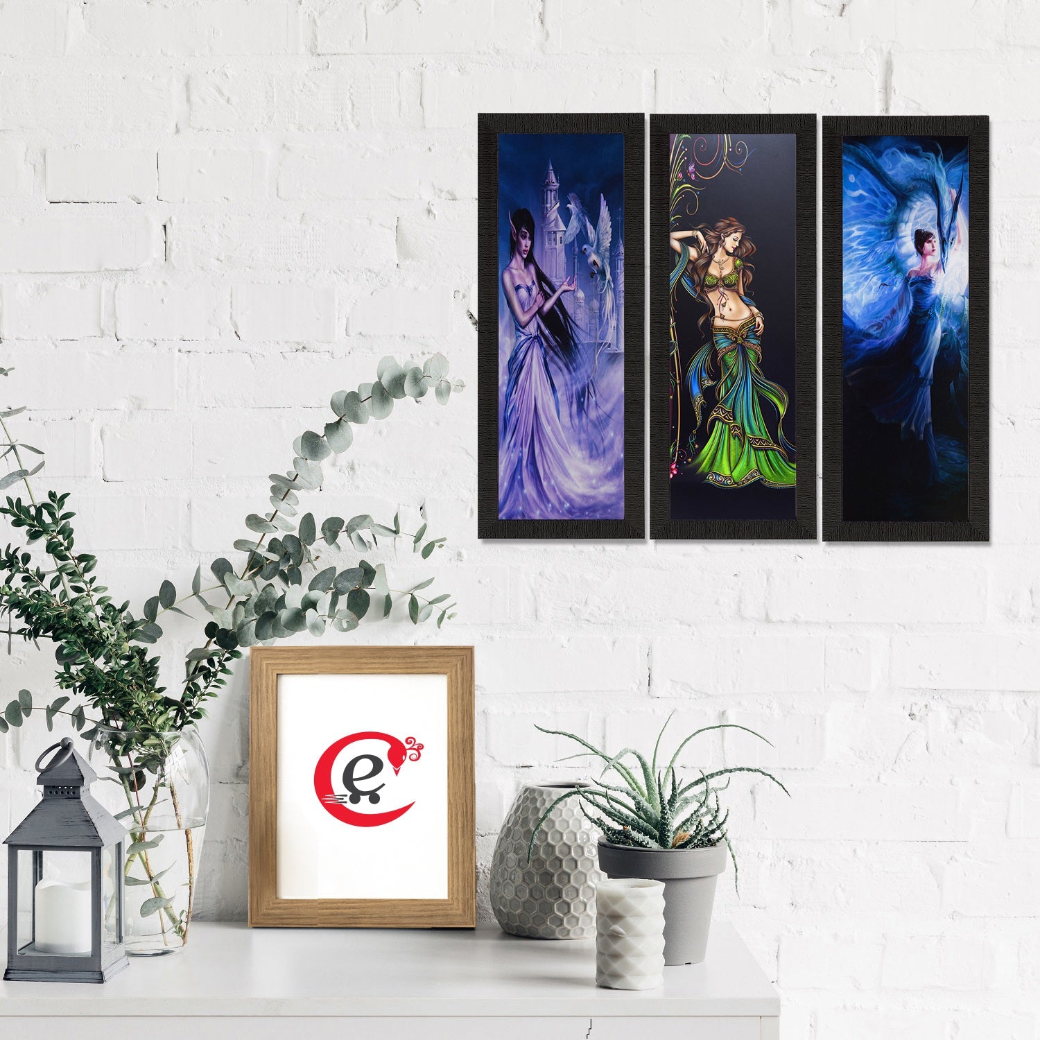 Set Of 3 Beautiful Angels Satin Matt Texture UV Art Painting Kafalo