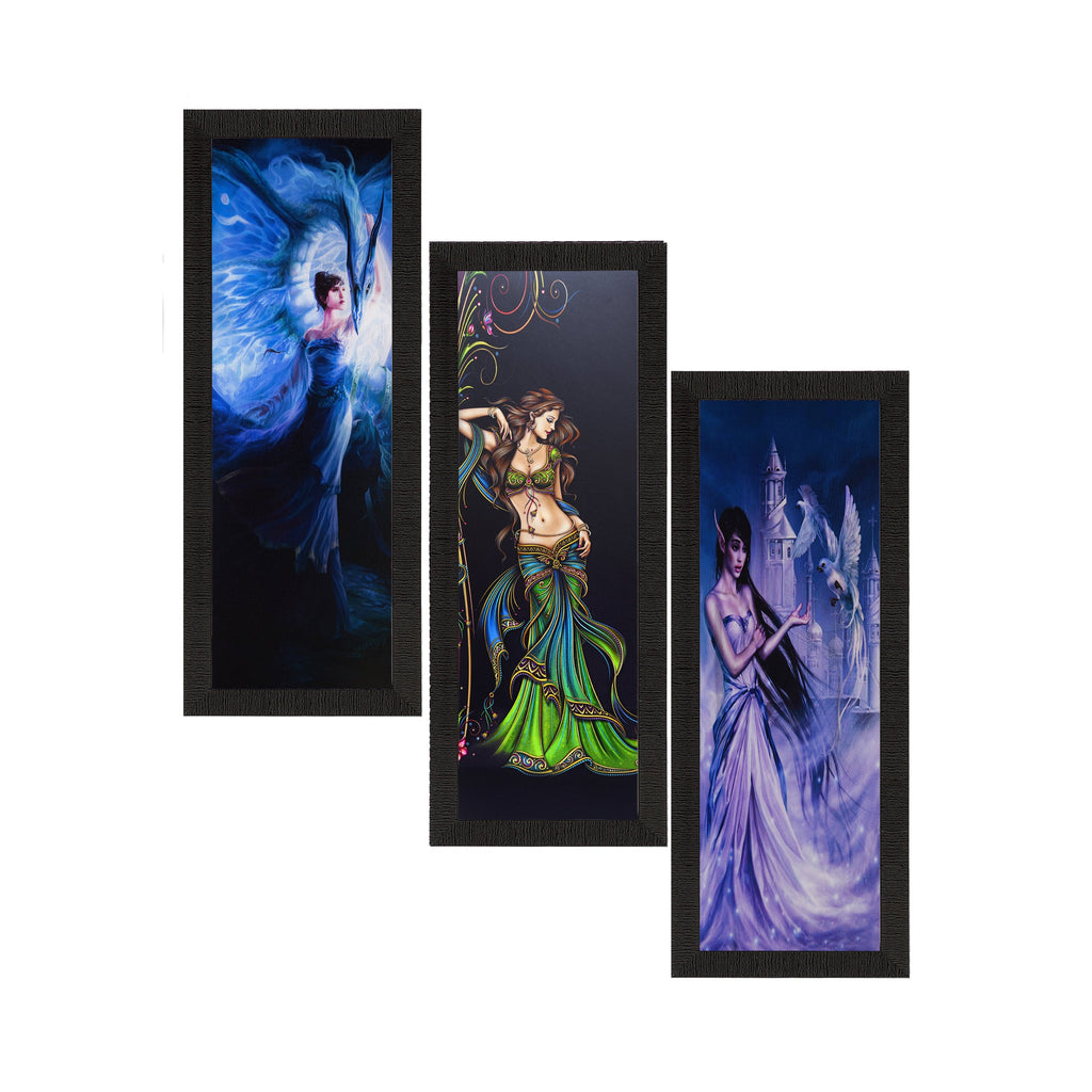 Set Of 3 Beautiful Angels Satin Matt Texture UV Art Painting Kafalo
