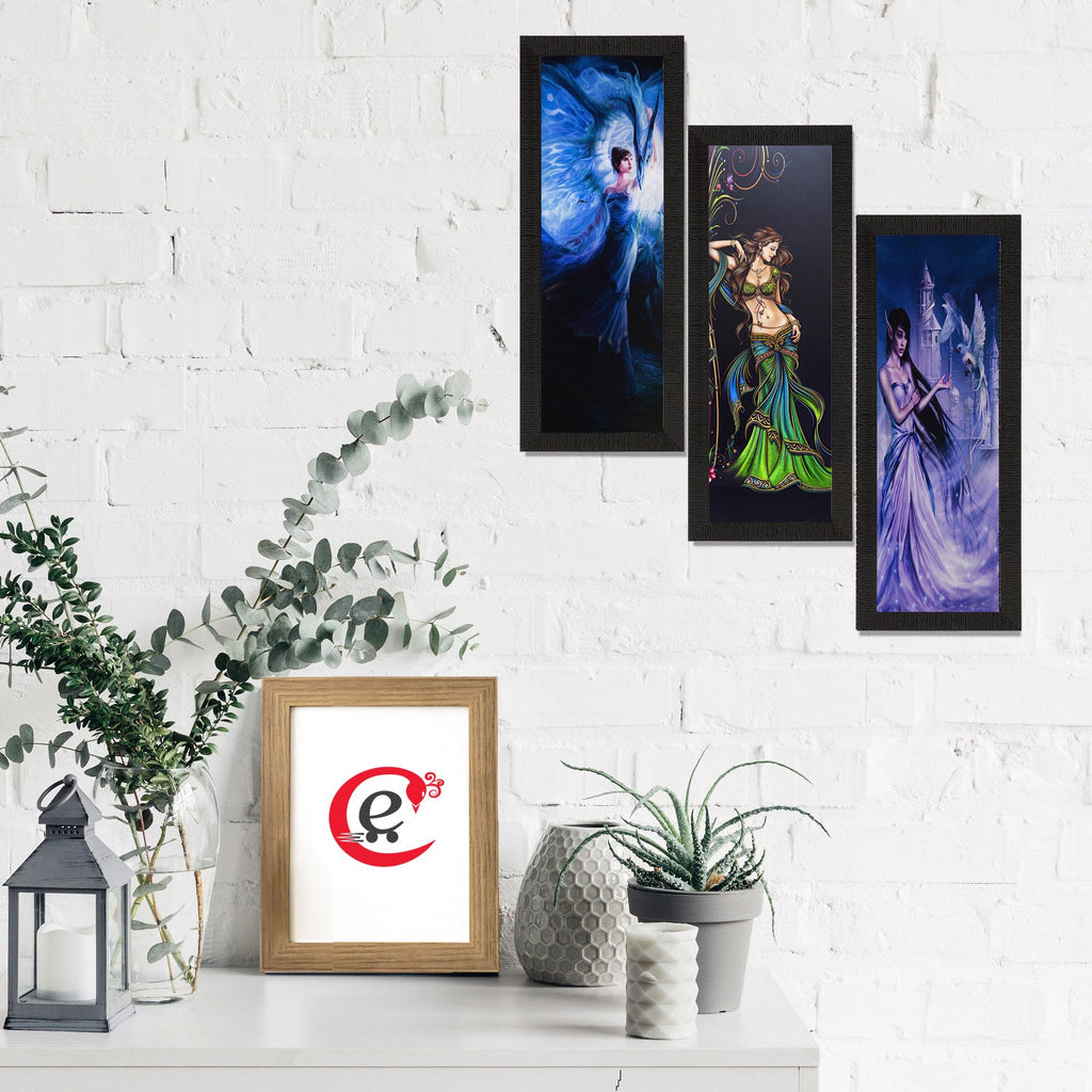 Set Of 3 Beautiful Angels Satin Matt Texture UV Art Painting Kafalo