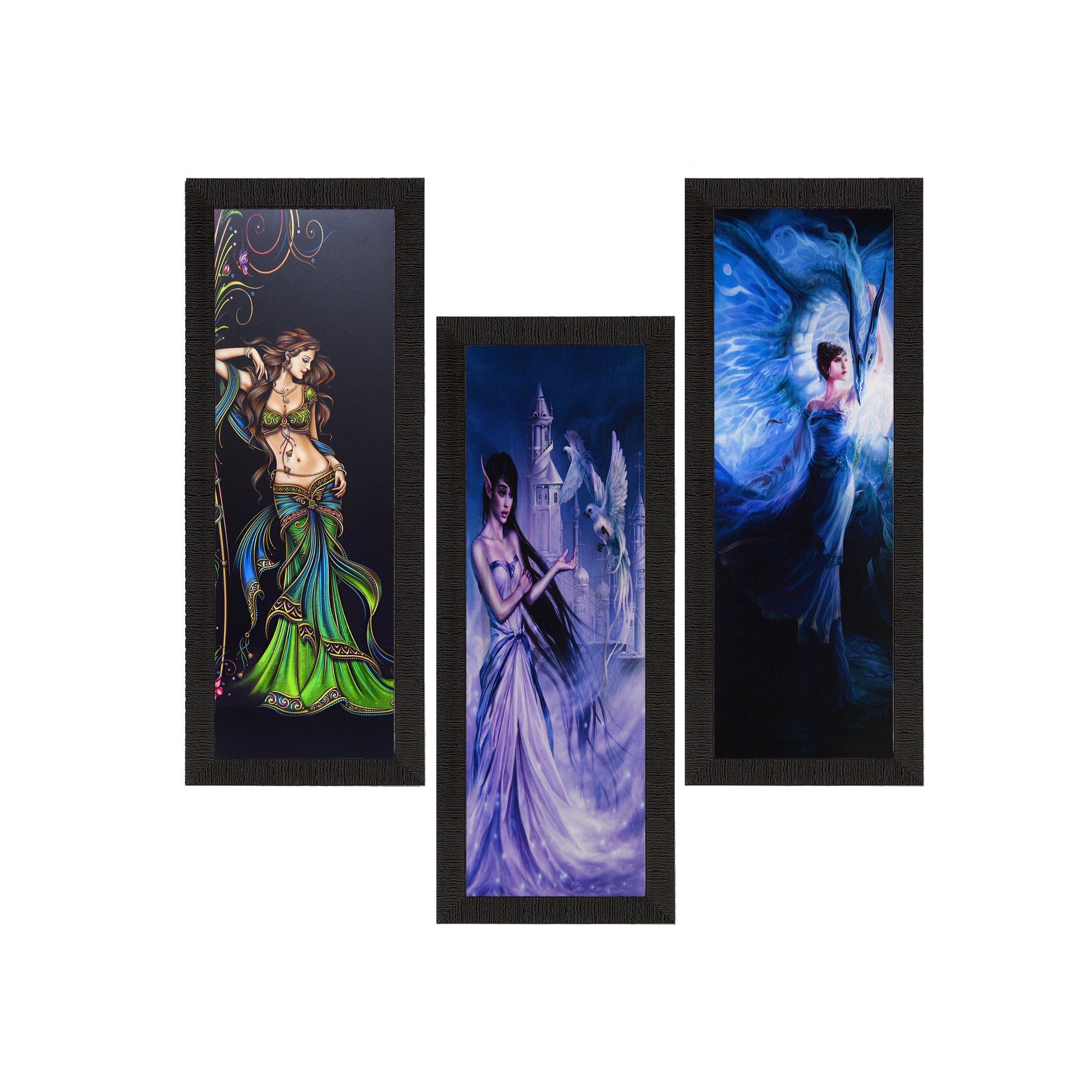 Set Of 3 Beautiful Angels Satin Matt Texture UV Art Painting Kafalo