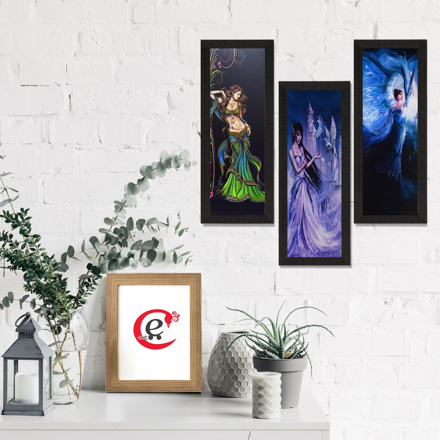 Set Of 3 Beautiful Angels Satin Matt Texture UV Art Painting Kafalo