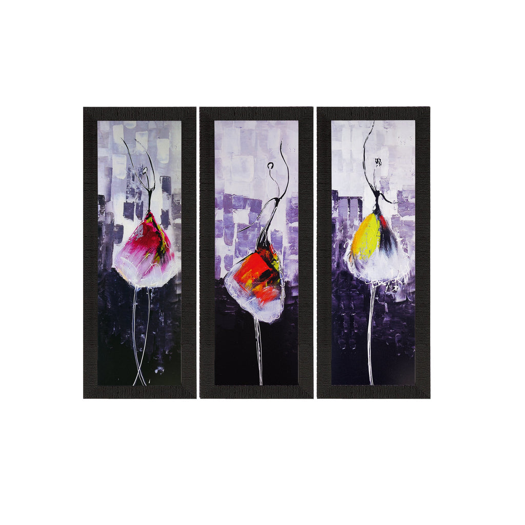 Set Of 3 Abstract Dancing Lady Satin Matt Texture UV Art Painting Kafalo