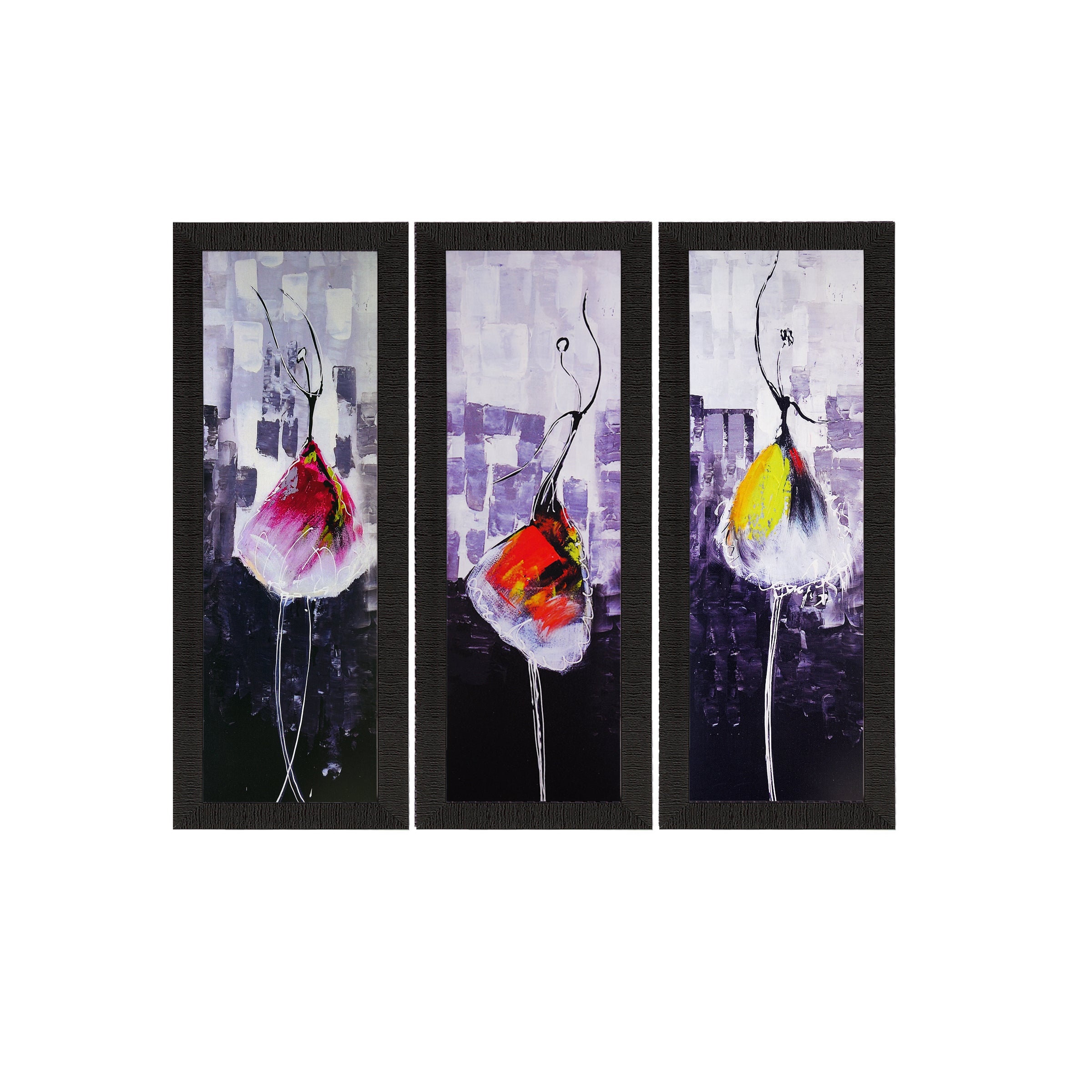 Set Of 3 Abstract Dancing Lady Satin Matt Texture UV Art Painting Kafalo