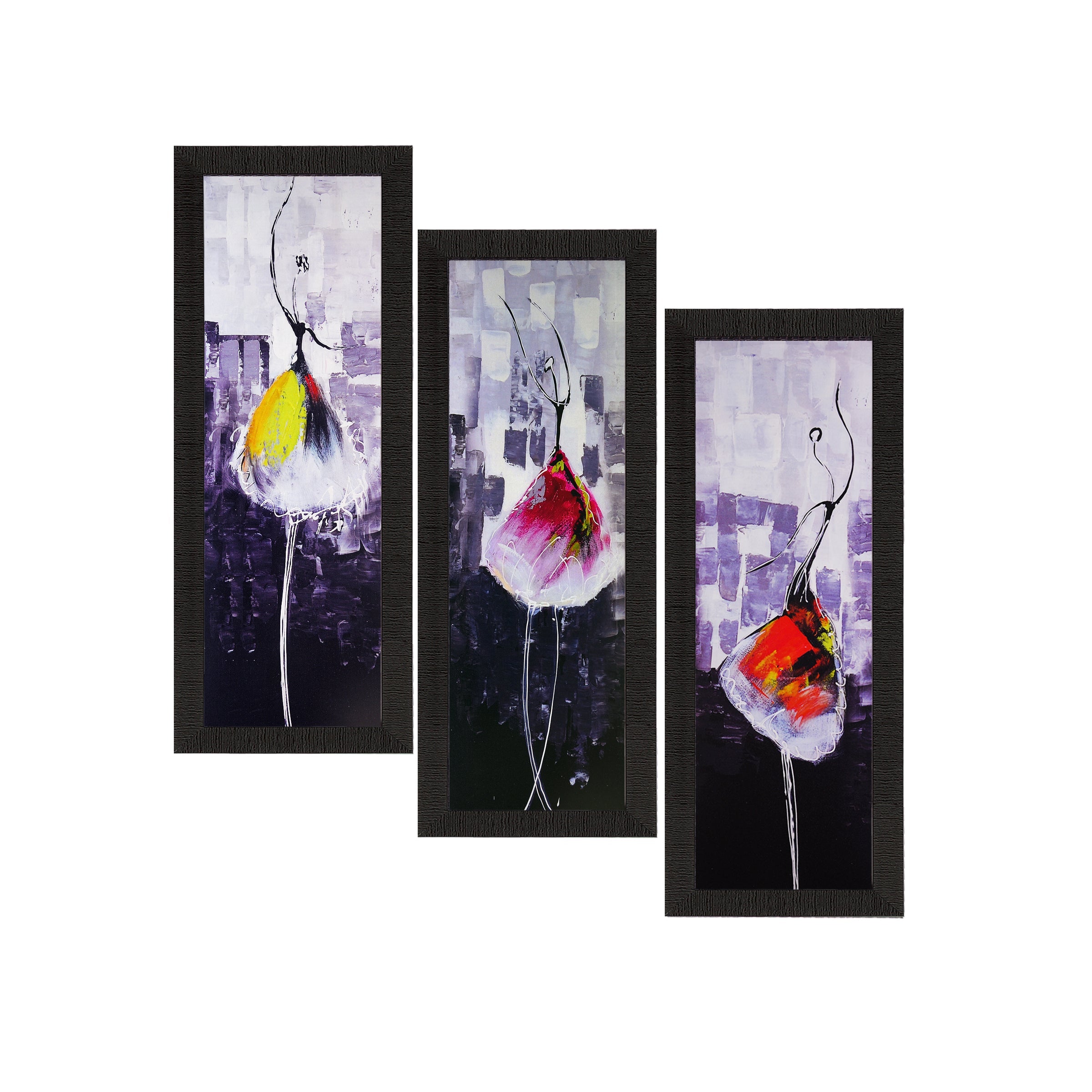 Set Of 3 Abstract Dancing Lady Satin Matt Texture UV Art Painting Kafalo