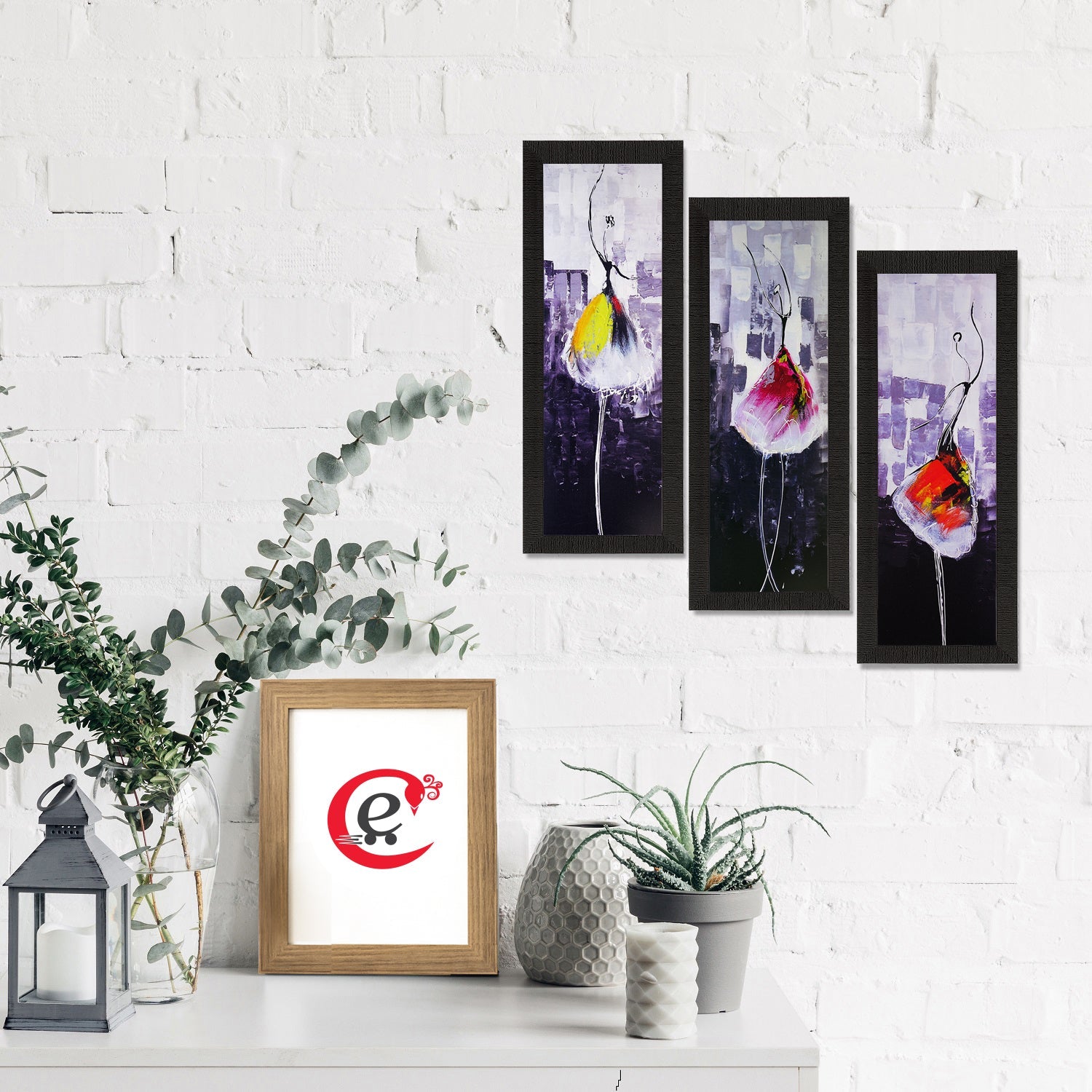 Set Of 3 Abstract Dancing Lady Satin Matt Texture UV Art Painting Kafalo