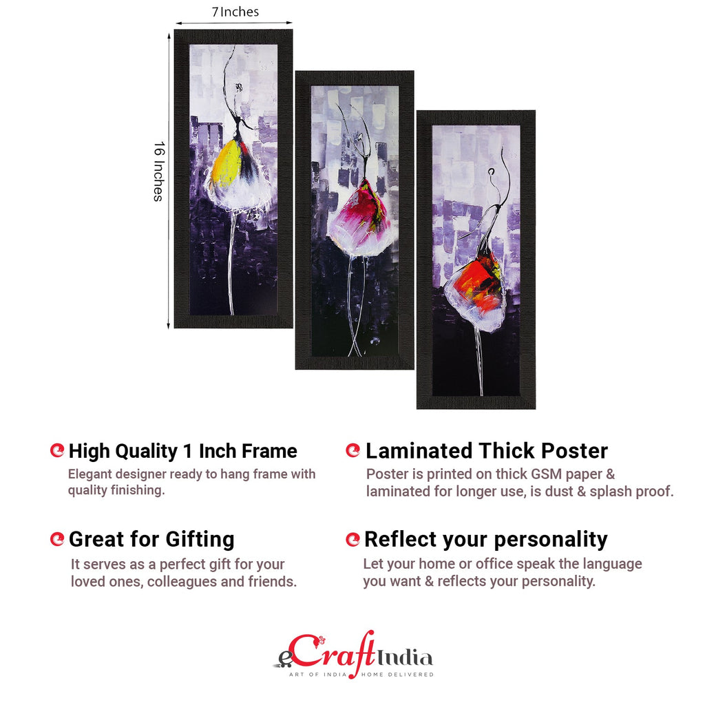 Set Of 3 Abstract Dancing Lady Satin Matt Texture UV Art Painting Kafalo