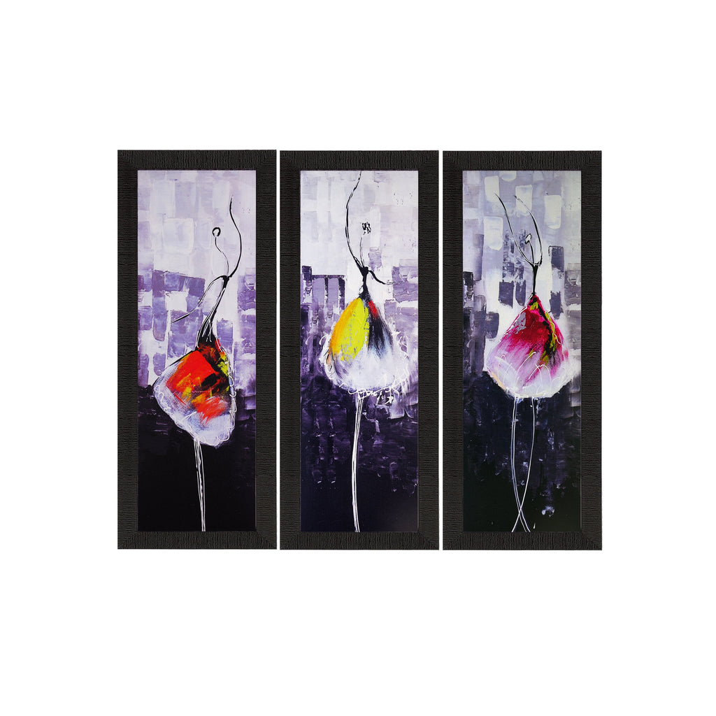 Set Of 3 Abstract Dancing Lady Satin Matt Texture UV Art Painting Kafalo