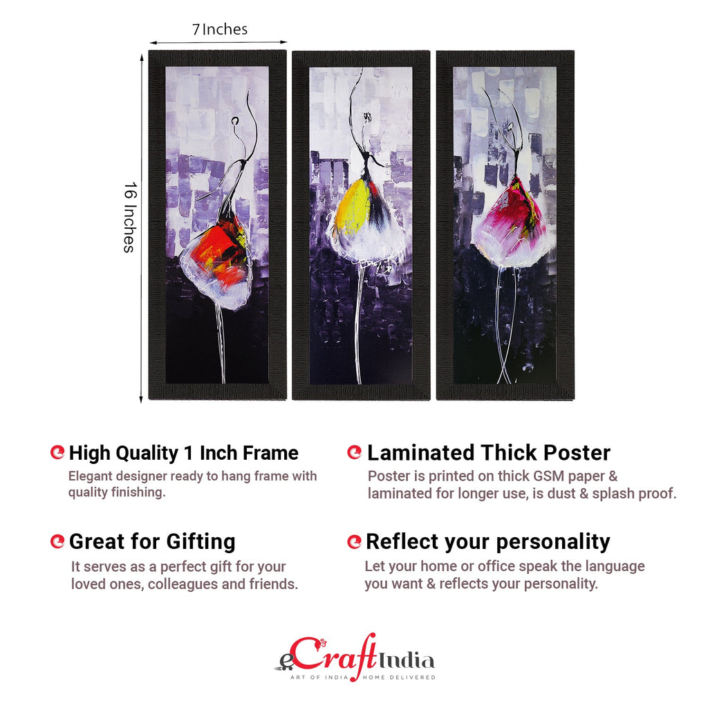 Set Of 3 Abstract Dancing Lady Satin Matt Texture UV Art Painting Kafalo