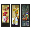 Set Of 3 Radha Krishna and Botanical Satin Matt Texture UV Art Painting Kafalo