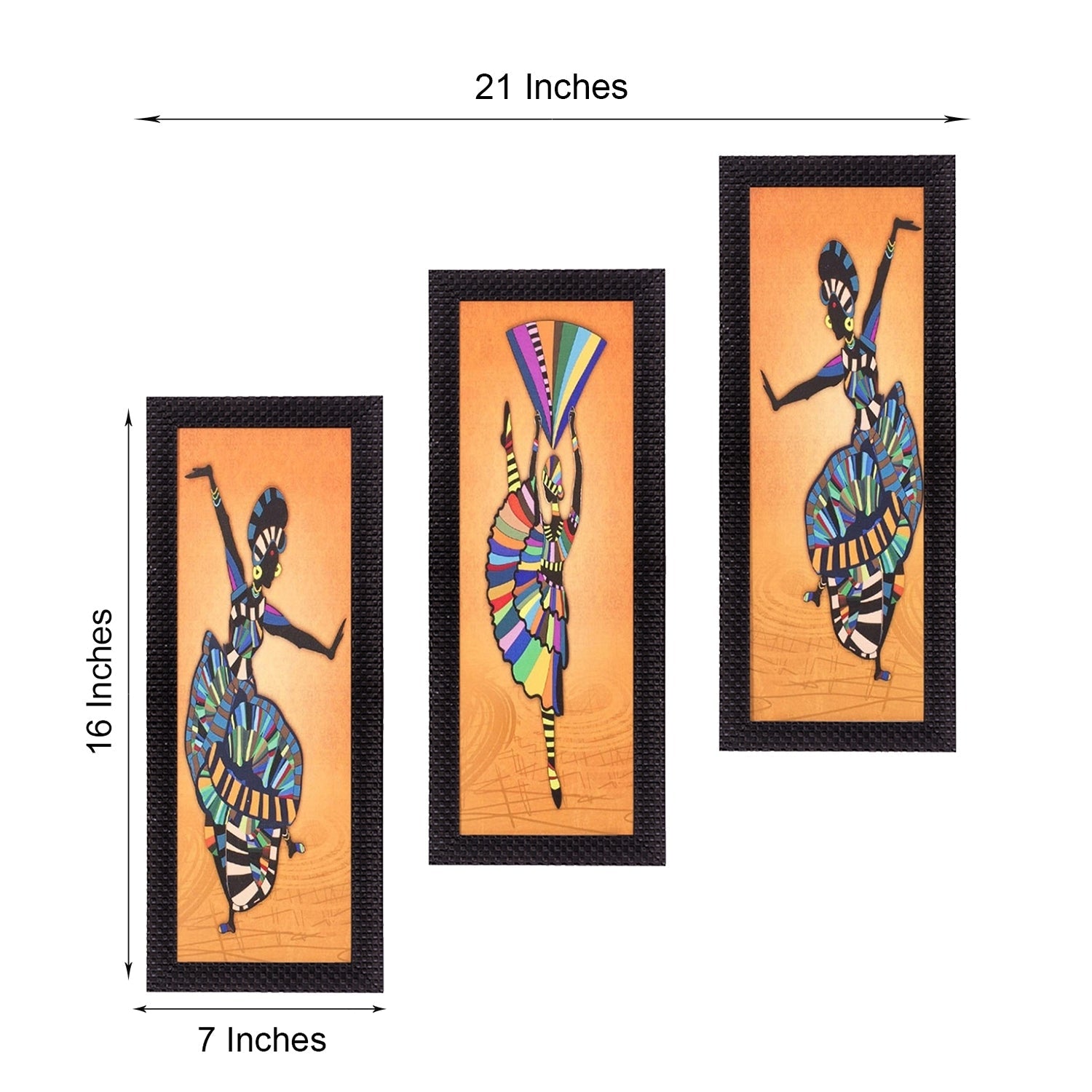 Set Of 3 Abstract Dancing Lady Satin Matt Texture UV Art Painting Kafalo