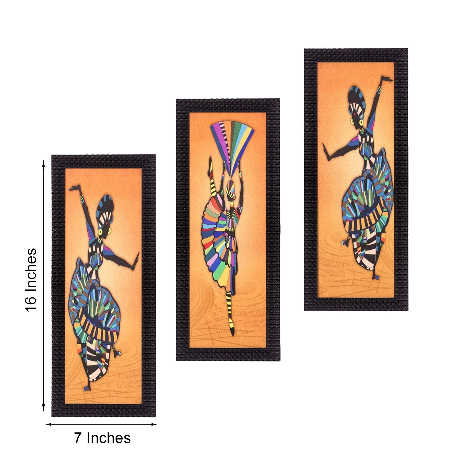 Set Of 3 Abstract Dancing Lady Satin Matt Texture UV Art Painting Kafalo