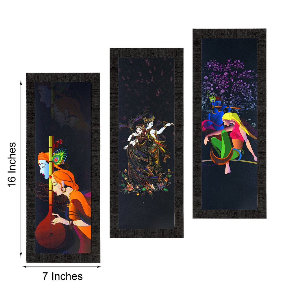 Set Of 3 Radha Krishna Satin Matt Texture UV Art Painting Kafalo