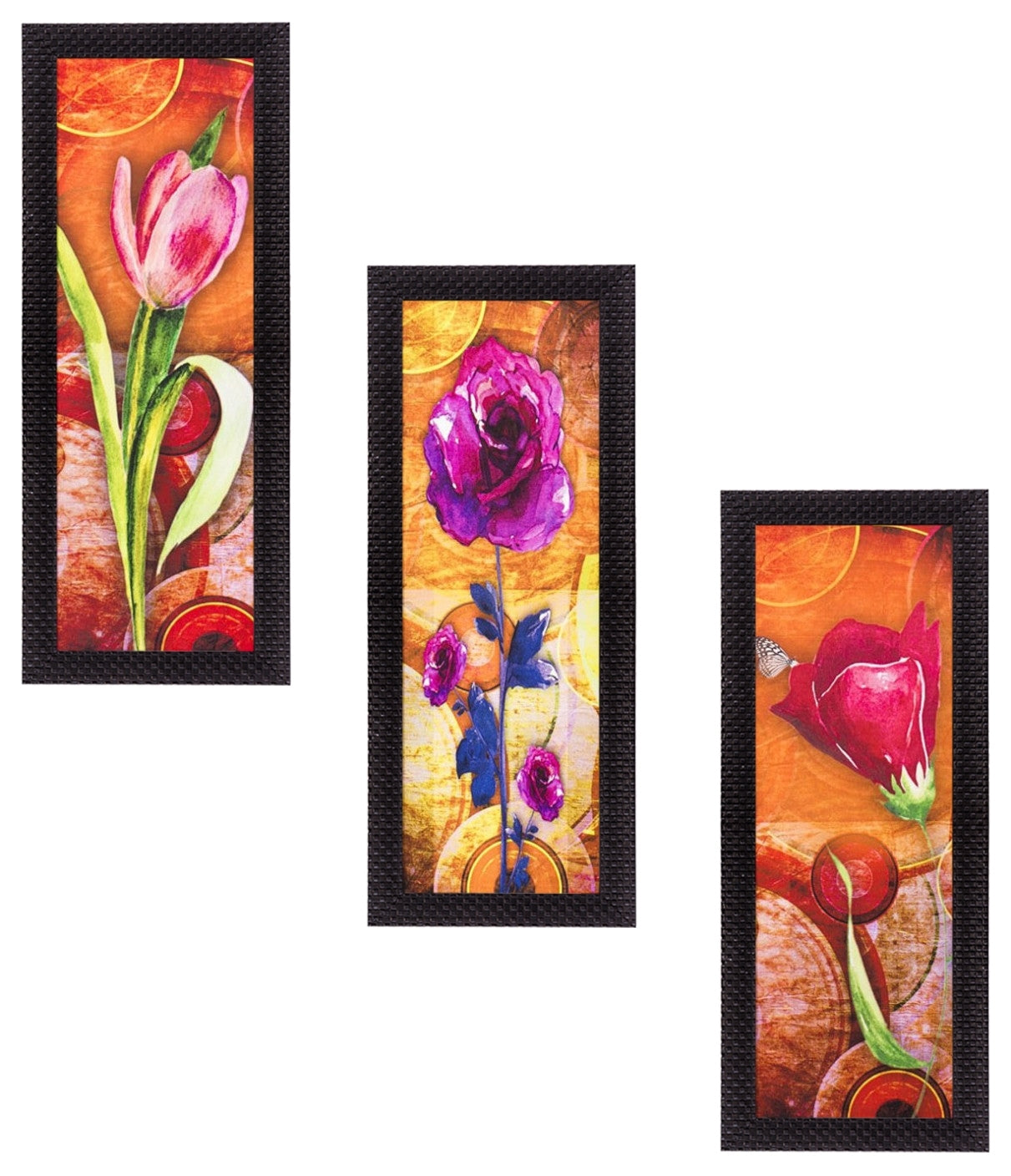 Set Of 3 Decorative Floral Lady Satin Matt Texture UV Art Painting Kafalo