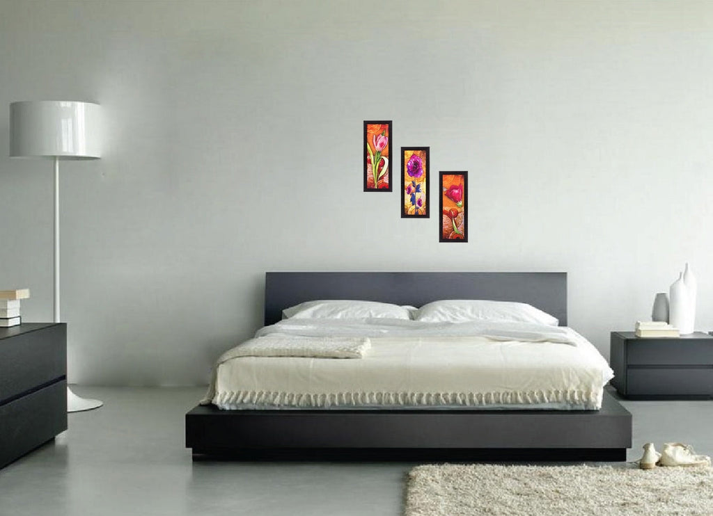 Set Of 3 Decorative Floral Lady Satin Matt Texture UV Art Painting Kafalo