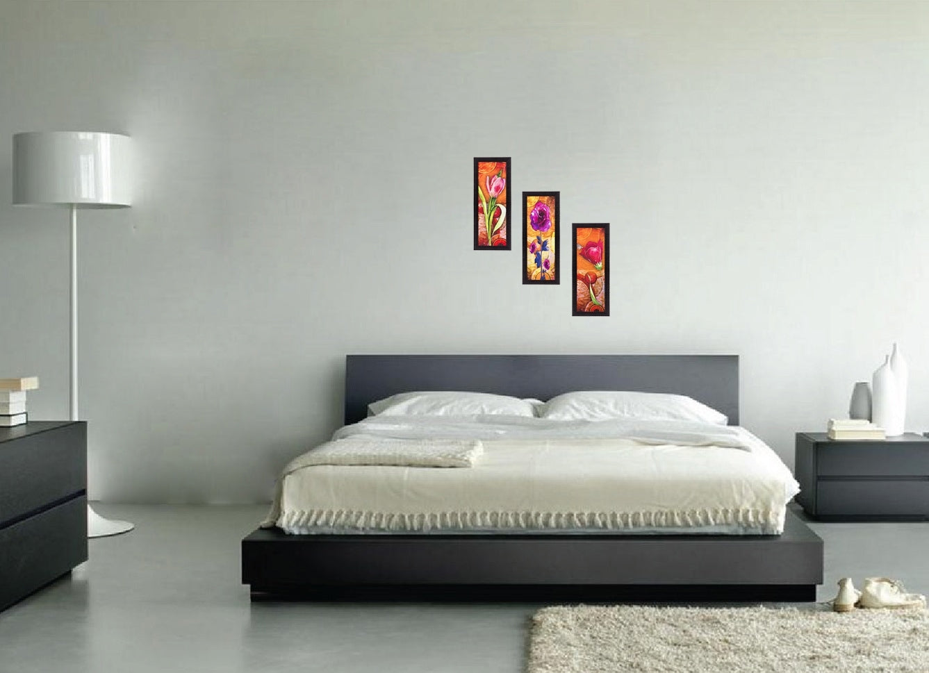 Set Of 3 Decorative Floral Lady Satin Matt Texture UV Art Painting Kafalo