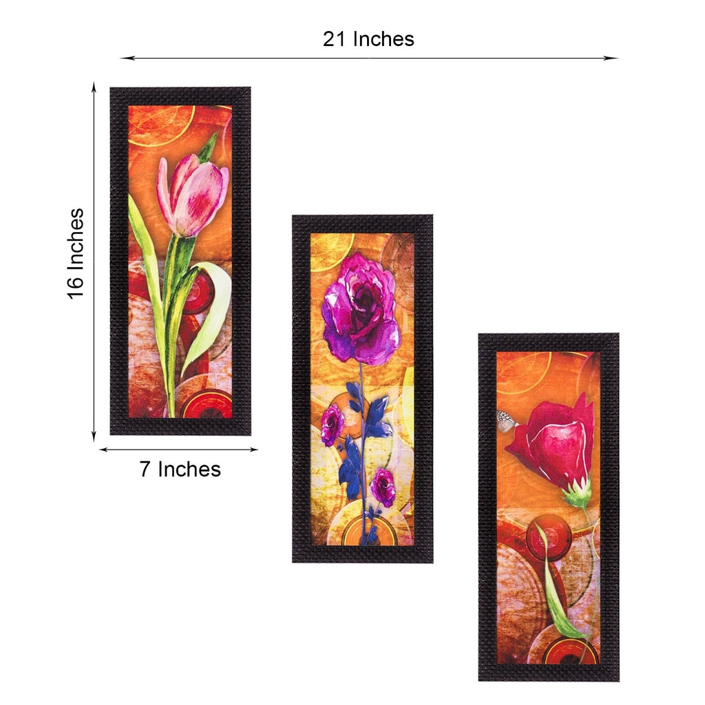 Set Of 3 Decorative Floral Lady Satin Matt Texture UV Art Painting Kafalo