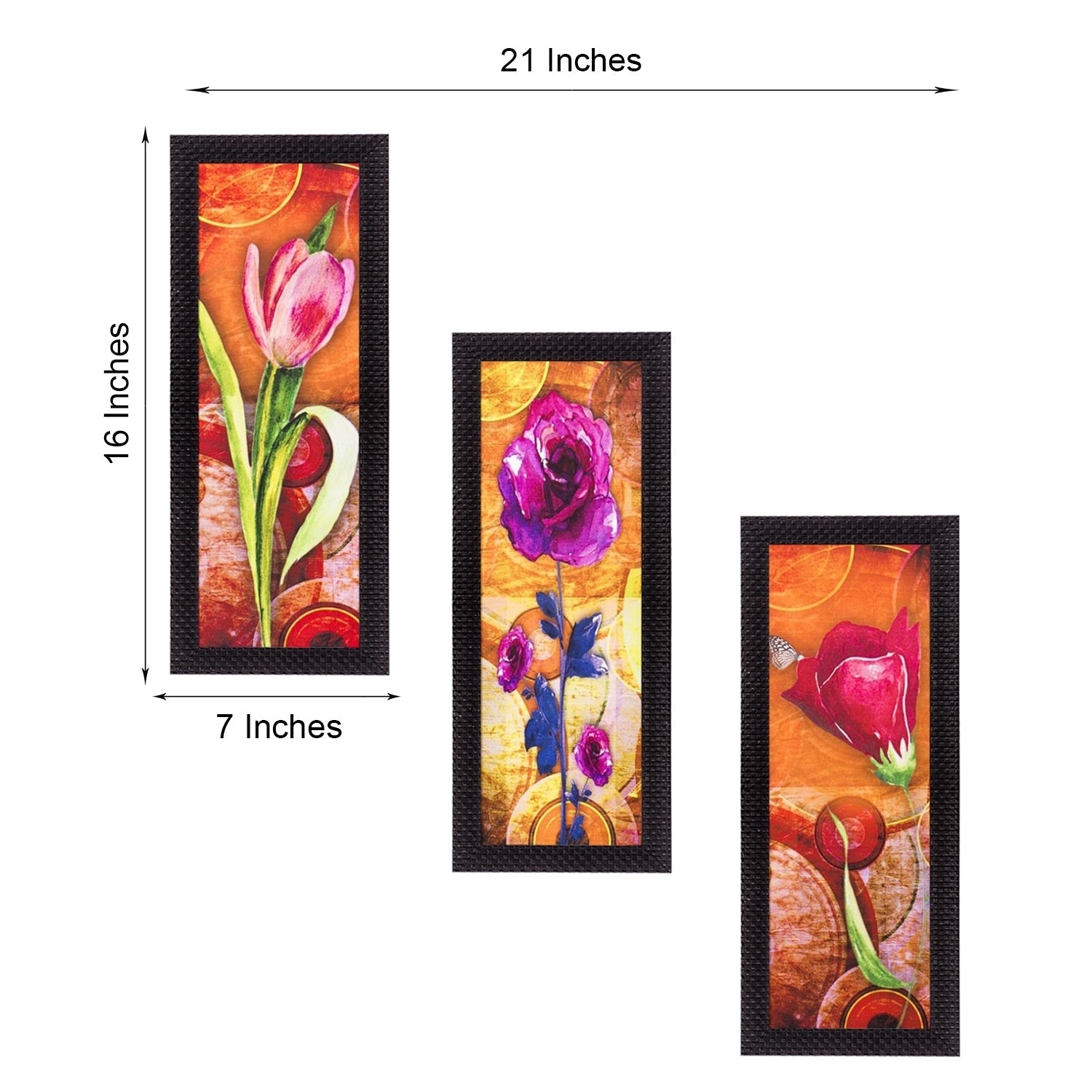 Set Of 3 Decorative Floral Lady Satin Matt Texture UV Art Painting Kafalo