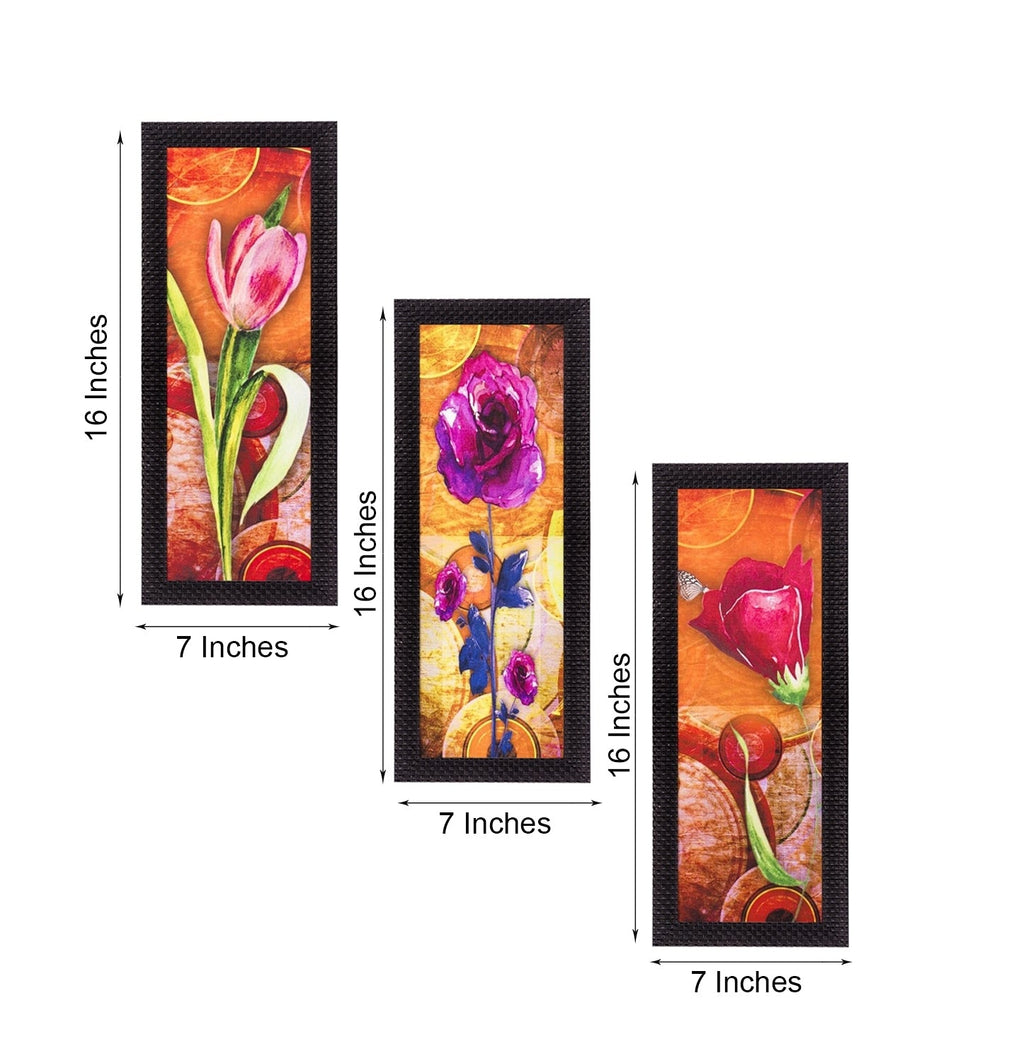 Set Of 3 Decorative Floral Lady Satin Matt Texture UV Art Painting Kafalo
