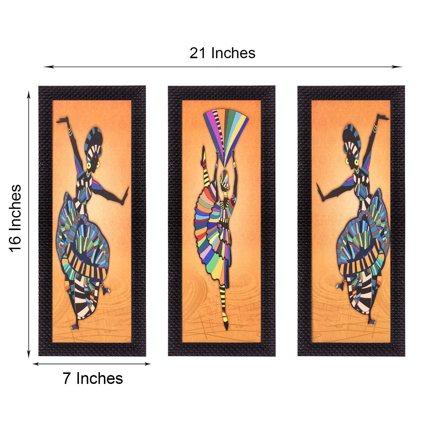 Set Of 3 Abstract Dancing Lady Satin Matt Texture UV Art Painting Kafalo