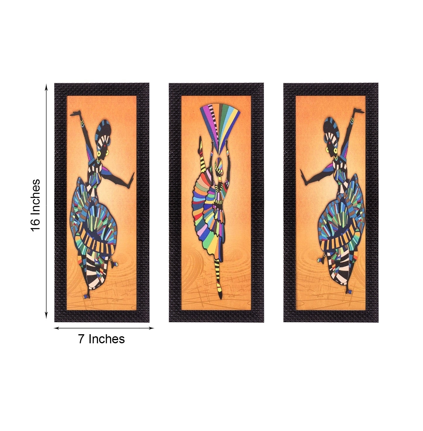 Set Of 3 Abstract Dancing Lady Satin Matt Texture UV Art Painting Kafalo